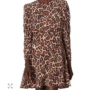 Joie Leopard Print Long Sleeve A-Line Dress - Brown/Black/Cream